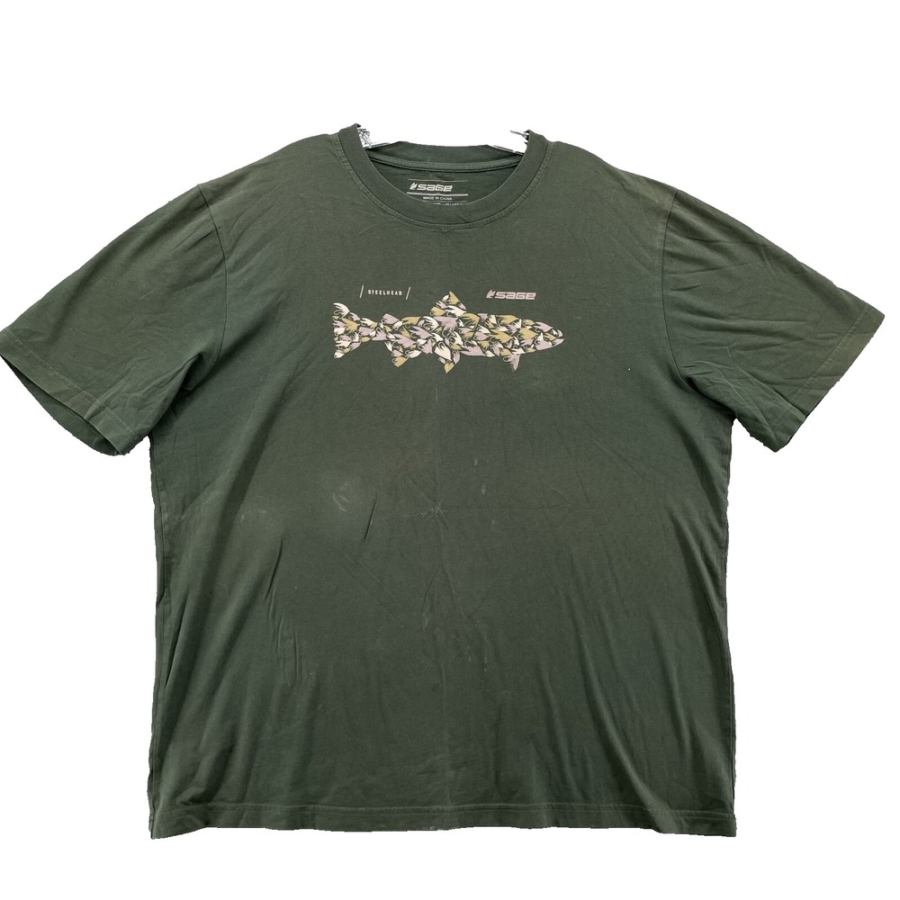 Sage Fishing T-Shirt Men Large Steelhead Graphic Outdoor Performance Surf Hiking